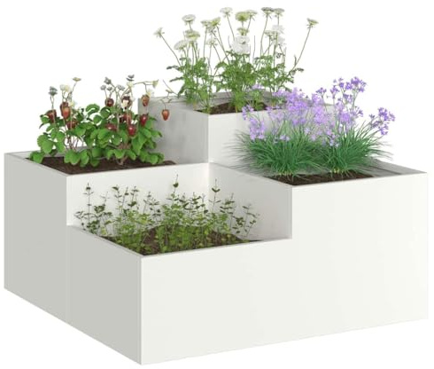 vidaXL Gartenblumentopf Weiß 80 x 80 x 48 cm Stahl