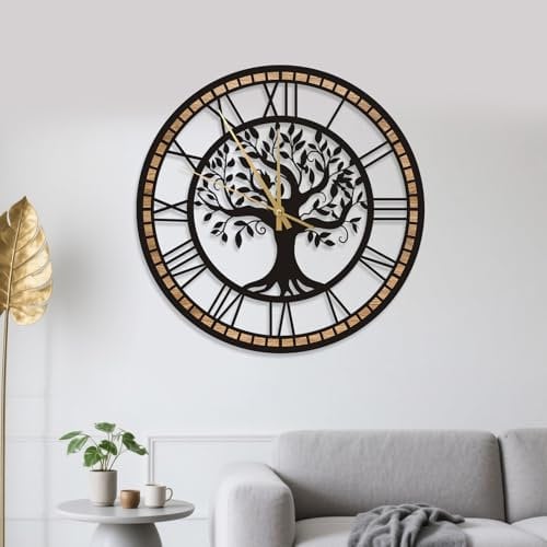 GEXHSRGD Orologio da parete decorativo per soggiorno – Orologio grande Tree of Life, funzionamento silenzioso senza ticchettio, adatto per decorazioni murali, soggiorni e cucine (40 cm)