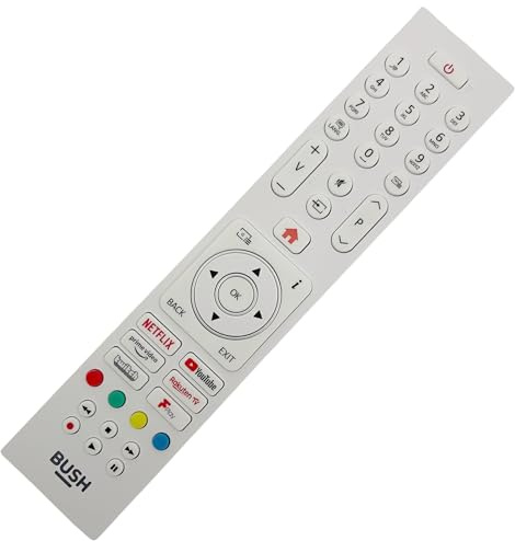 Genuine Replacement TV Remote Control For Bush RC45137W Compatible With RC4591P RC45137P RC45137T 30109279 QLED43UHDS QLED50UHDS - White