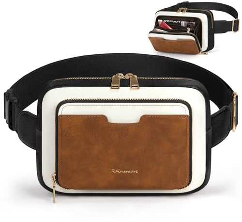 RAINSMORE Umhängetasche Damen Elegant Bauchtasche Gürteltasche für Damen Verstellbare aus Leder Hüfttasche PU Wasserdicht Crossbody Bag für Arbeit Geschenke