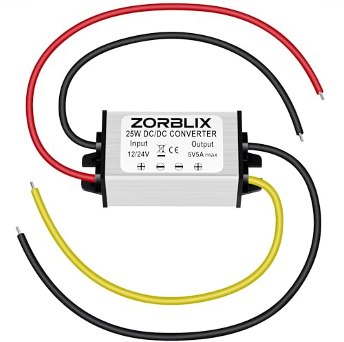 Zorblix Convertisseur de tension DC-DC 24 V/12 V vers 5 V, convertisseur Buck 5 A 25 W - Régulateur de tension avec 95 % d'efficacité, protection étanche et sécurité contre les courts-circuits pour