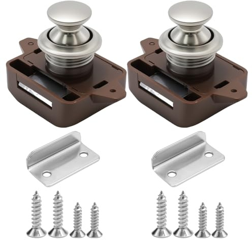 Ollanoos 2 Stück Push Lock, Zinklegierung Möbelschloss, Schlüsselloses Schrankschloss, Geeignet für Wohnmobilschlösser, Schubladen, Schranktürschlösser, Yachten