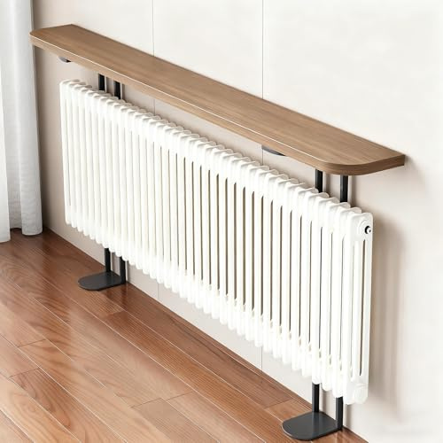 DJJYCTNM Metal Radiator Shelf, Solid Wood Sofa Table for Home Living Room Bedroom Hallway, Save Space(Brown,100x15x82cm/39x6x32in)