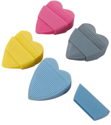 CashMuch Lot de 4 portes coupe-vent S pour moquette, bois, carrelage et sols en béton, cale de porte en PVC, sécurité des enfants et des animaux domestiques, design peu encombrant, rose, jaune, bleu