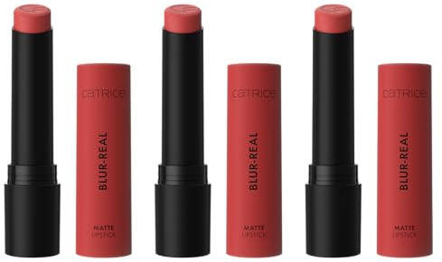Catrice Blur-Real Matte Lipstick, Nr. 050, Rot, weichzeichnend, matt, vegan, ölfrei, ohne Alkohol, ohne Konservierungsstoffe, 3er Pack (3x3g)