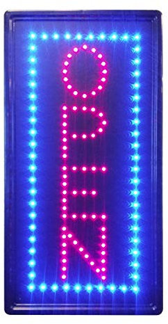 Open Led Sign Multi-Colour LED Signs Bright Powerful Animated Flashing Display Hanging Chain Included Signs 45cm x 25cm