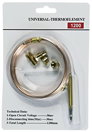 UNIVERSAL Thermoelement Thermoelektrische Zündsicherung 1200 mm mit Adaptern für Gasgrill Gasherd Gas Backofen Heizgerät Gaskessel Therme Terassenheizstahler