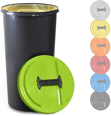 KUEFA BSC 60L Mülleimer, Müllsackständer, Gelber Sack Ständer inkl. Klemm-Ring für Müllbeutel, extra robust, UV- und witterungsbeständig, Sammelbehälter für Pfandflaschen und Leergut (Hellgrün)