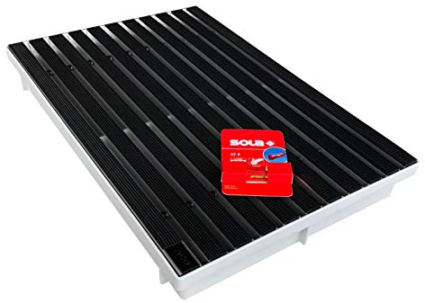ACO Schmutzfangmatte 60 x 40 Gummi schwarz mit Vario Light Bodenwanne und Schnurwasserwaage