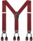 WELROG Herren Hosenträger breit mit Leder Knopfloch - Elastische und verstellbare Länge Y Form mit 6 Tasten für Herren (Wein rot)