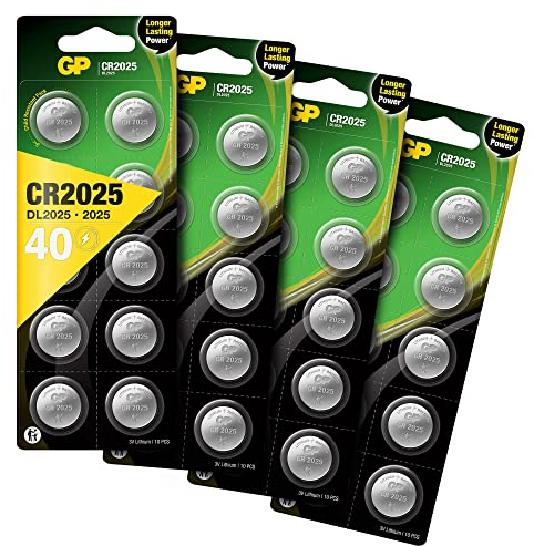 GP CR2025 Lithium-Knopfzelle, 3 V, CR 2025, Spannung 3 V, 40 Stück, einzeln herausnehmbare Batterien