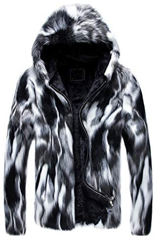 Manteau Fausse Fourrure Homme Hiver Grande Taille Chuad ÉPais Faux Fur Jacket Veste A Capuche Manche Longues Pas Cher A La Mode Parka Cardigan