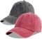 LANGZHEN Unisex Baseball Cap 100% Baumwolle Fits Männer Frauen Washed Denim Einstellbare Papa Hut (Burgund+Schwarz, One Size)