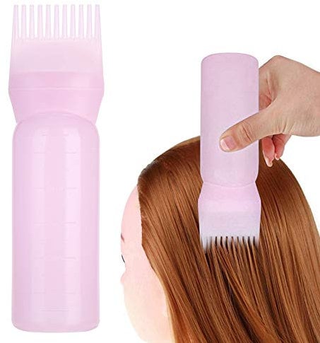 Root Comb Applicator Bottle Hair Dye Bottle for Hair Dye Bottle Applicator Brush with Graduated Scale(3 colors for your choice)(Pink)