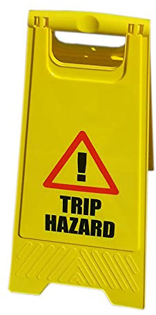 Bayersan Safety Sign A Frame Caution Trip Hazard Yellow Double Sided Warning Floor Sign For Commercial |Business Use (Pack Of 10)