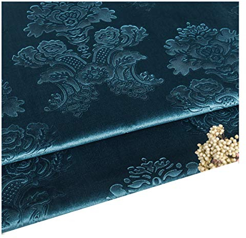 NAKAN Geprägter Samtstoff Möbelstoff Meterware 140cm Breit Im Vintage-Stil für Polster, Heimdekoration, Näharbeiten, Sofa-Stuhlbezug, Vorhang(Color:Teal)