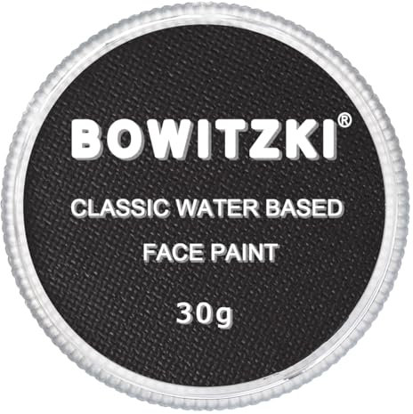 Bowitzki 30g pintura facial profesional cuerpo pintado cara pintada cara pintada agua pastel dividido seguro para niños y adultos Navidad de Halloween monocromática (Negro)