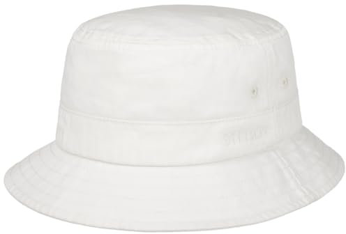 Stetson Organic Cotton Hut mit UV-Schutz Damen/Herren - aus 100% Bio-Baumwolle - Knitterfrei knautschbar - Nachhaltig - Bucket Hat unifarben - Packable Anglerhut - Frühjahr/Sommer weiß M (56-57 cm)