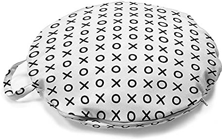 ABAKUHAUS XOXO Rundes Bodenkissen mit Griff, Modernes übersichtliches Design von XO, dekoratives Kissen für Wohnzimmer & Schlafsäle, 45 cm, Charcoal Grau und Weiß