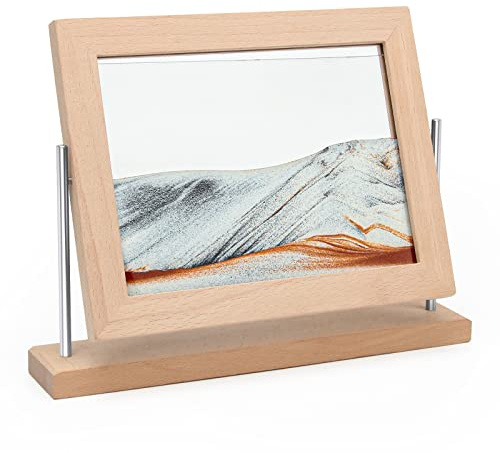 Coitak Moving Sand Art Picture, Wooden Frame Dynamic Sand Picture | Desktop Moving Sand Art for Home Decor and Office, Wooden Frame, Glass
