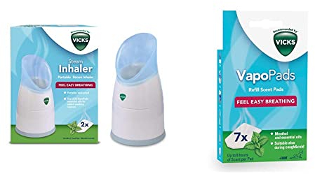 Vicks Personal Inhaler and VapoPads Menthol - 7 Scented pads with essential oils, Bundle