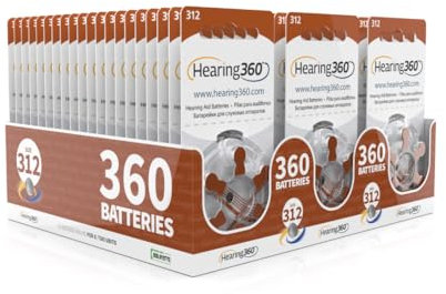 Lot de 60 piles modèle 312 marron (PR41) – 60 paquets de 6 piles pour appareils acoustiques 1,45 V – Piles acoustiques Rayovac Varta Extra