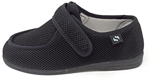 SEVILLAS Zapato para pies delicados, Diabéticos, posoperatorio Ancho Especial S Mod Wallaby Rejilla (Negro, Numeric_43)