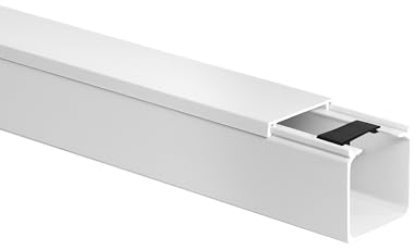 10m KOMIB Kabelkanal/Kabelkanäle/Kabelführung - Verschiedene Größen und Farben - Schraubbar - 5 x 2m Stangen - (Reinweiß (RAL 9010), 40 x 40 mm)