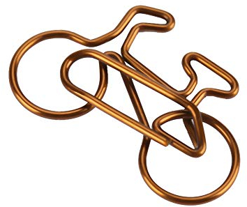 Dioche Büroklammer Fahrrad, 20 Stück Büroklammern aus Metall in Fahrradform, Kaffeefarbe, Lesezeichen, Büro- und Schulklammer für viele Papierblätter