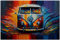 Printonia Bild auf Leinwand 120x80cm Volkswagen VW-Bus Bulli T1 Transporter Buli Oldtimer Abstrakt Grafik Art Automobil Bilder Deko Dekoration Wandbild Kunstdruck
