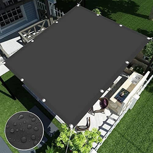 Sonnensegel Sonnenschutz 5 x 6 m Rechteckig Wasserdicht UV Schutz Segeltuch Pergola Mit Ösen Und Kordel für Balkon Terrasse Garten, Dunkelgrau