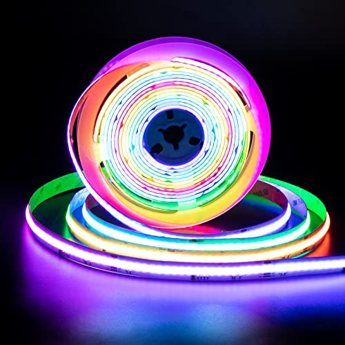 PAUTIX RGB Smart IC COB LED Strip Light Addressable 24ft/7.5m,UL-Listed DC24V Color Flowing Strip Light Multicolor Flexible Tape Light for TV,Bedroom,Party DIY Decoration(Without Controller&Adapter)