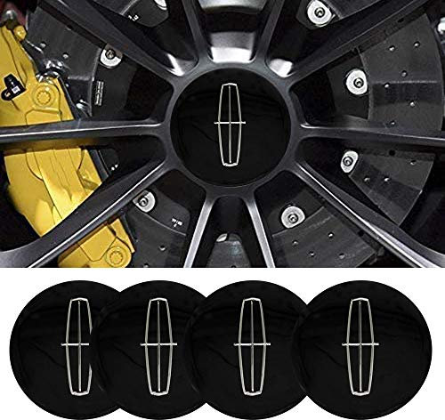 DSFG 4pcs 56MM 2,2 ' 'Auto-Logo-Aufkleber mit Räderabdeckung mit zentraler Abdeckung ABS-Material (fit Lincoln Schwarz)