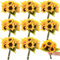 Hanaive 8 Bündel künstliche Sonnenblumen mit Stielen Seide Realistische Gefälschte Sonnenblumen Blumenstrauß Faux Sonnenblume Hochzeitsdekorationen für Vase Tischarrangement Mittelstücke Home Office