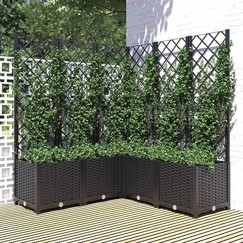 Jardinière avec treillis Noir 120x120x136 cm PP