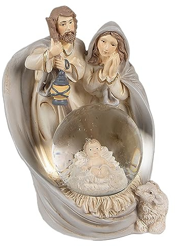 Clayre & Eef Schneekugel 11 cm Grau Polyresin Krippe