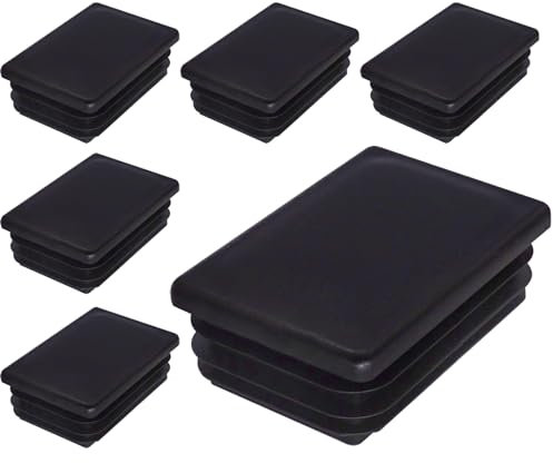 SKIR'CO (6 Stück) Rechteckige Kunststoffstopfen 40 x 60 mm, Matt Rechteckstopfen, Rechteckige Rohreinsätze, Zaunpfosten Kappen, Schwarz RAL 9005
