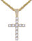 KONFEN Kette Herren Damen mit Anhänger, Kreuz Halskette Wikinger Kettenanhänger aus Edelstahl mit Zirkonia für Männer 60cm, Edelstahlkette Kruzifix Necklace Pendant Kreuzanhänger Cross Chain, Gold