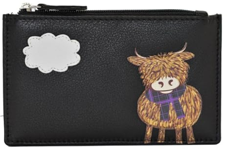 Mala Leather Highland Cow Karte und Münzbörse, Schwarz , 13 x 8cm, Kartenhalter