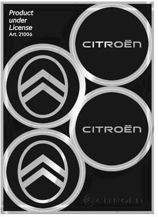 Citroen Aufkleber für Radkappen, offizielles Logo 4, 48 mm, Schwarz