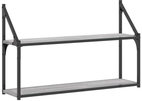 vidaXL Wandregal 2 Fächer Grau Sonoma 80x21x51 cm Holzwerkstoff