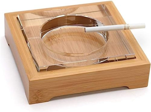 JUGALIADC Porte Cendres Cendrier en Verre Cendrier en Cristal Cigarettes 2 Couches Porte-cendrier pour Intérieur Extérieur Bureau à Domicile Facile à Nettoyer Bureau du Bar