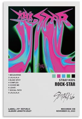 Stray Kids Poster, Rockstar-Albumcover, Poster, Musikposter für Zimmer, ästhetische Leinwand, Wandkunst, Schlafzimmerdekoration, 30 x 45 cm