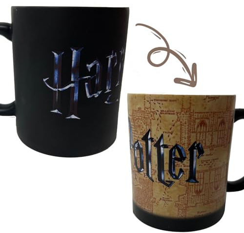 PAOEIOV Morphing Harry-Potter Keramiktasse, Karte des Rumtreibers, große hitzeempfindliche Keramiktasse, vollständiges Bild enthüllt, wenn heiße Flüssigkeit hinzugefügt wird, Geschenk für Kinder und