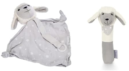 Sterntaler 3201968 Schmusetuch, Schaf Stanley, Alter: Für Babys ab dem 1 Monat, Größe: S, Farbe: Beige & 3311968 Greif-Quietsche Schaf Stanley, Alter: 0-36 Monate, Größe: 16 cm, Farbe: Weiß/Grau