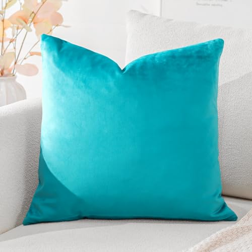 Artscope Samt Kissenbezug Kissenhülle Dekorative Dekokissen Sofakissen Lendenkissen Wurfkissenbezug Sofa Schlafzimmer 50x50cm Türkis
