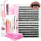 Kit Extension Cils 280 pièces 9-16mm Longueur 30D+40D Faux Cils Individues Cluster Et Ligature et Scellement Colle Remover Eyeliner Stylo Mascara Pinces à épiler Cils Mousse Shampoing Cils Starter Set