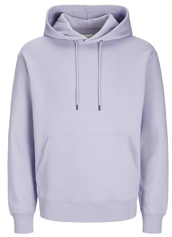 JACK & JONES Felpa con Cappuccio in Tinta Unita, Lavanda Languid, XS