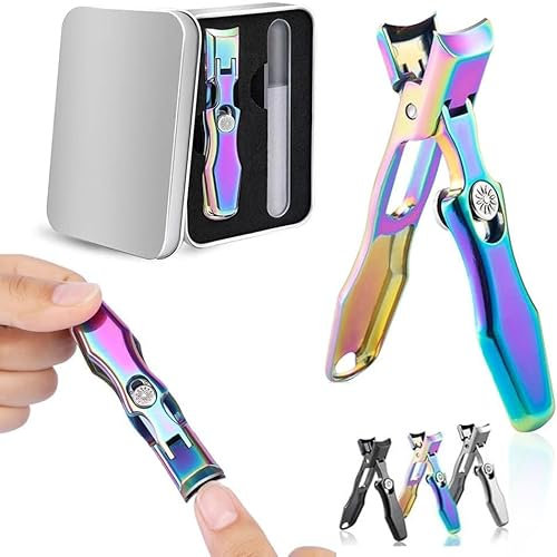 German Nail Clippers for Men, Ultra Sharp Stainless Steel Nail Clippers, No Splash Toenail Clippers for Seniors, 2024 New Portable Professional Nail Clippers for Thick Nails (Color : Laser Colour)