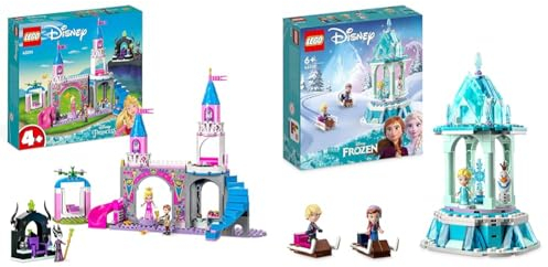 LEGO Disney Princess Auroras Schloss Spielzeug & Disney Princess Annas und Elsas magisches Karussell, Die Eiskönigin Spielzeug